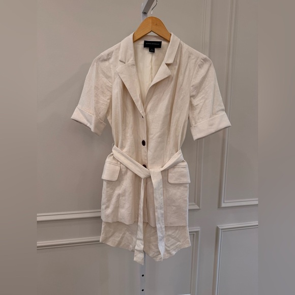 Donna Morgan Pants - Donna Morgan White Tailored Linen Jumpsuit